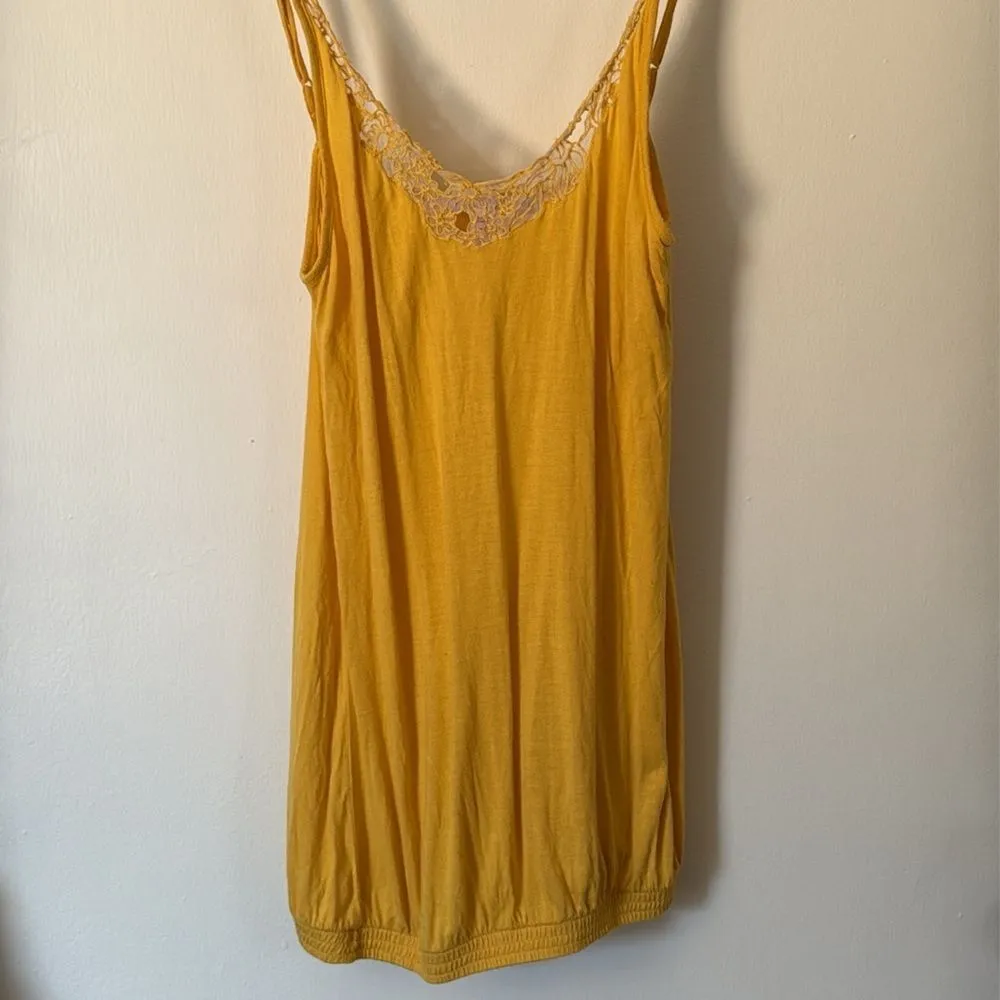 Calypso Christiane Celle Boho Tank Top Small Yellow Lace‎ Trim Flowy Summer - Image 5