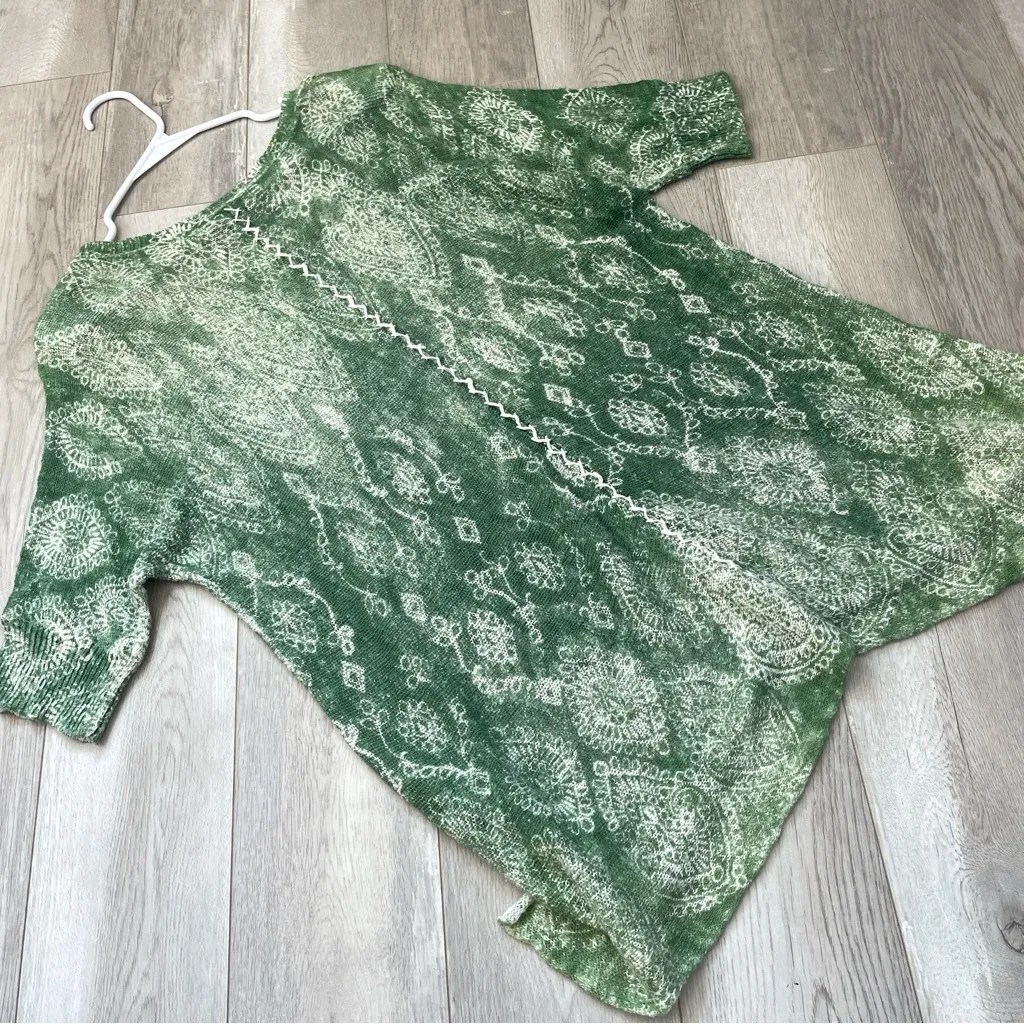 Sundance Fia Sweater embroidered tapestry knit womens Green (large) boho coastal - Image 4