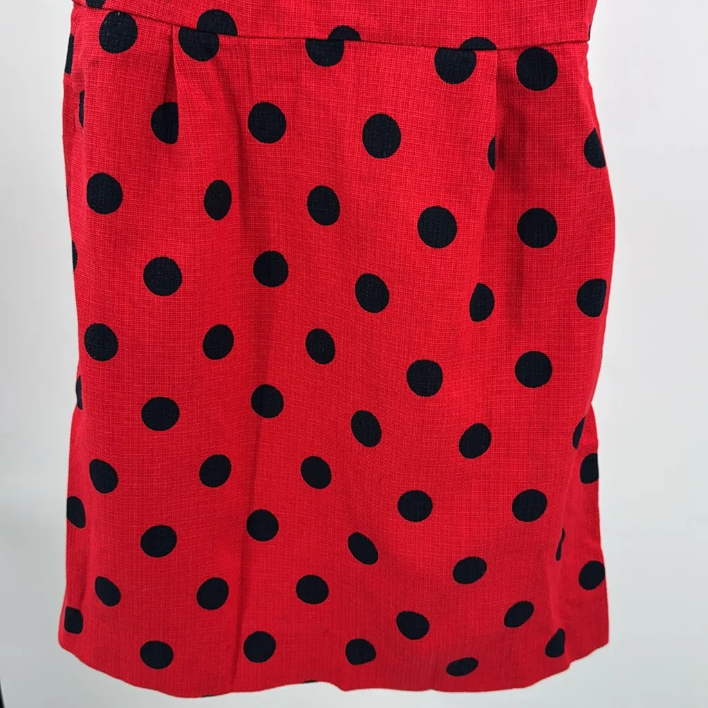 J. Crew Factory Red Dress with Navy Dots structured sleeveless above knee office Size 6 - Image 8