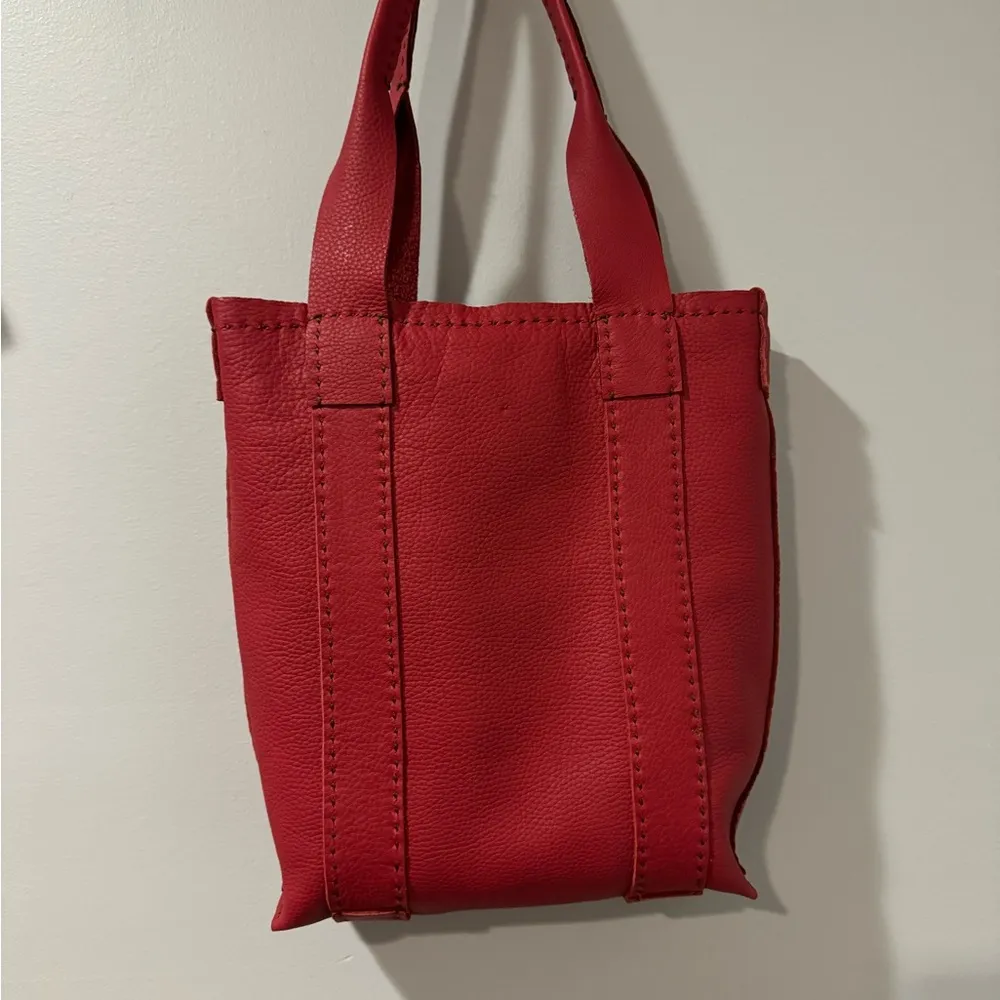 Dominican Republic Hand Stiched Genuine Leather Purse One Of A Kind Red 13x12x4 - Image 7