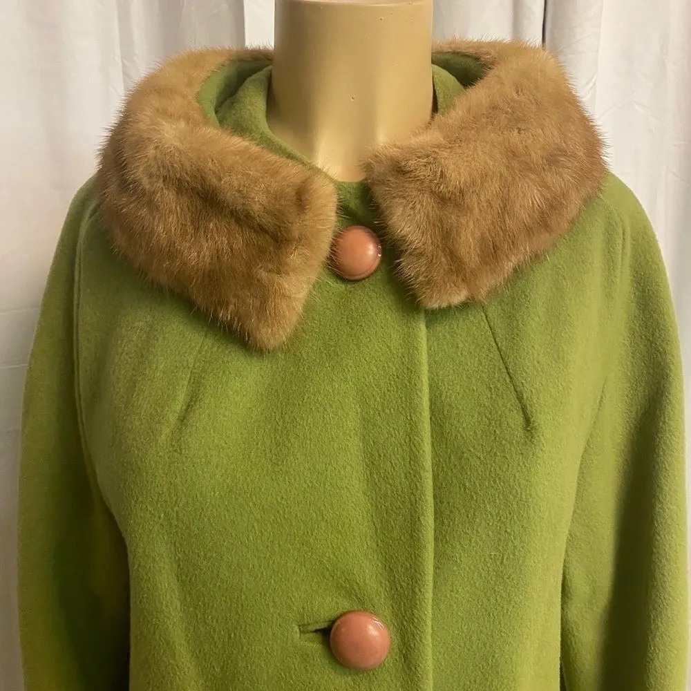 Vintage Marvelous Mrs Maisel Cashmere Coat Green Size L - Image 5