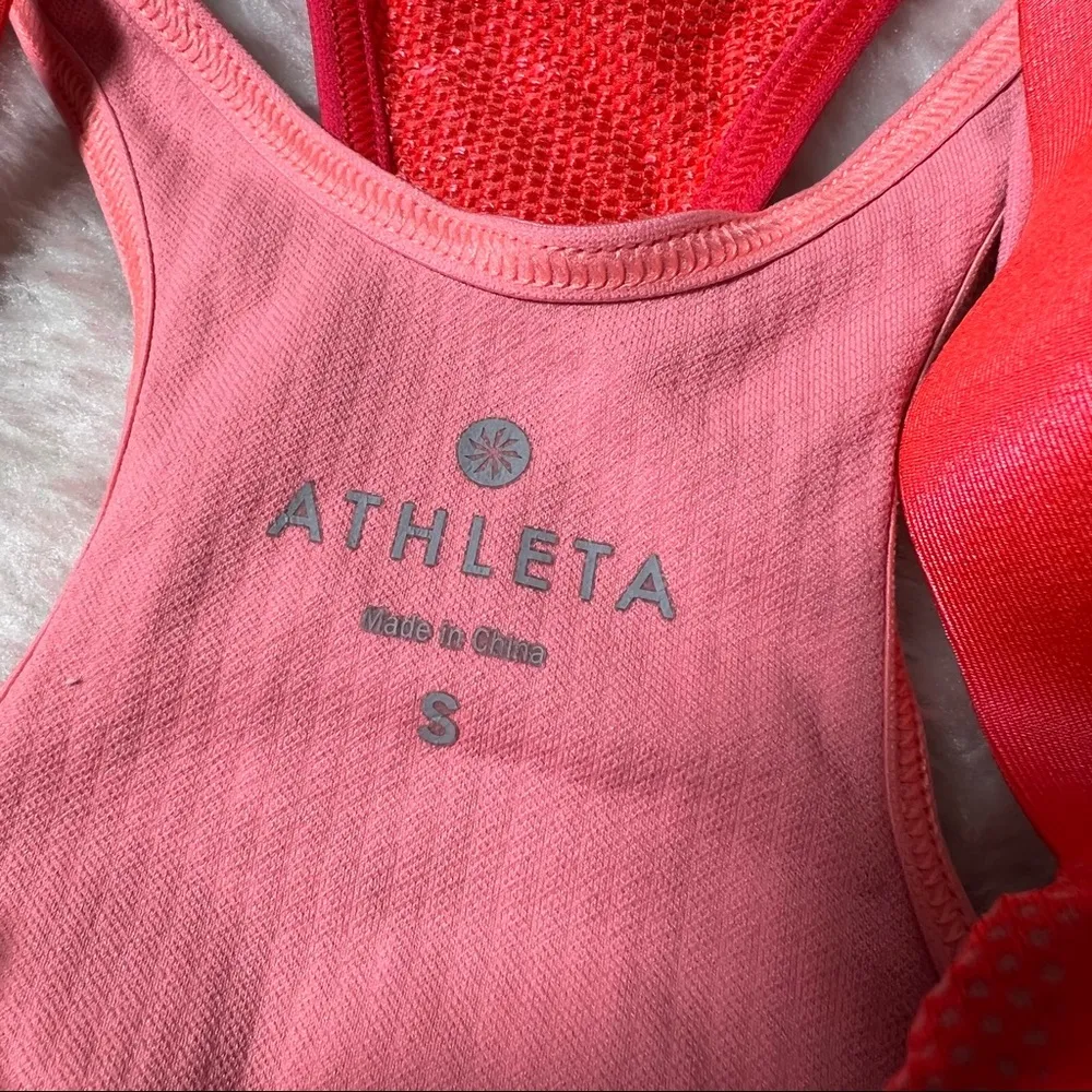 Athleta Red-Orange and Pink Layered Racerback Sports Bra - Image 11