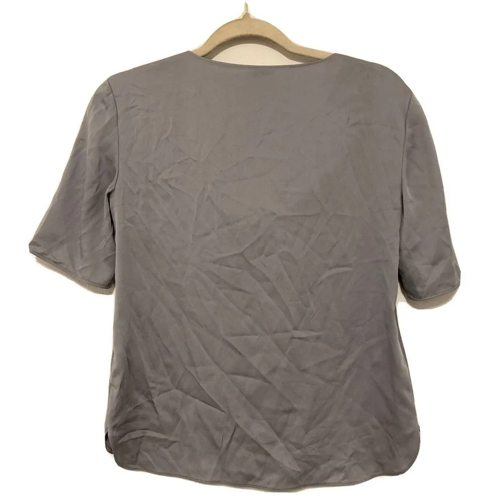 Armani Collezioni Womens Size 40 IT Gray Silk Blend Cowl Neck Blouse - Image 4