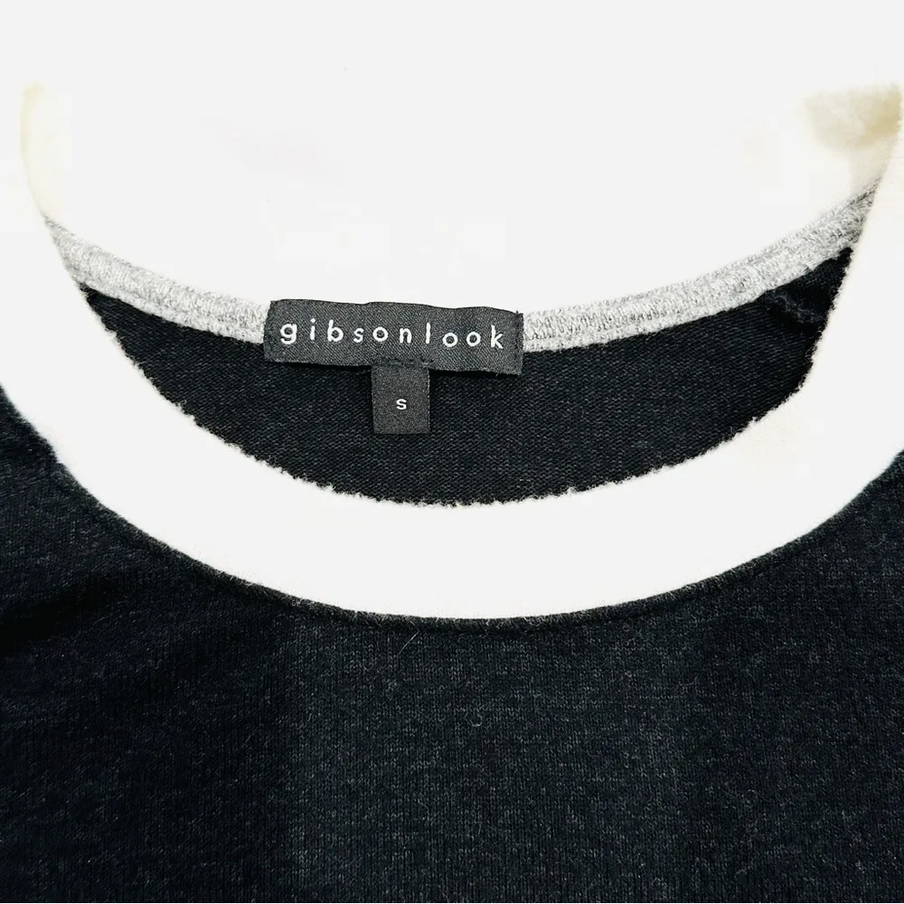 Gibson Look Black White Grey Colorblock Cuffs Sweater - Image 4