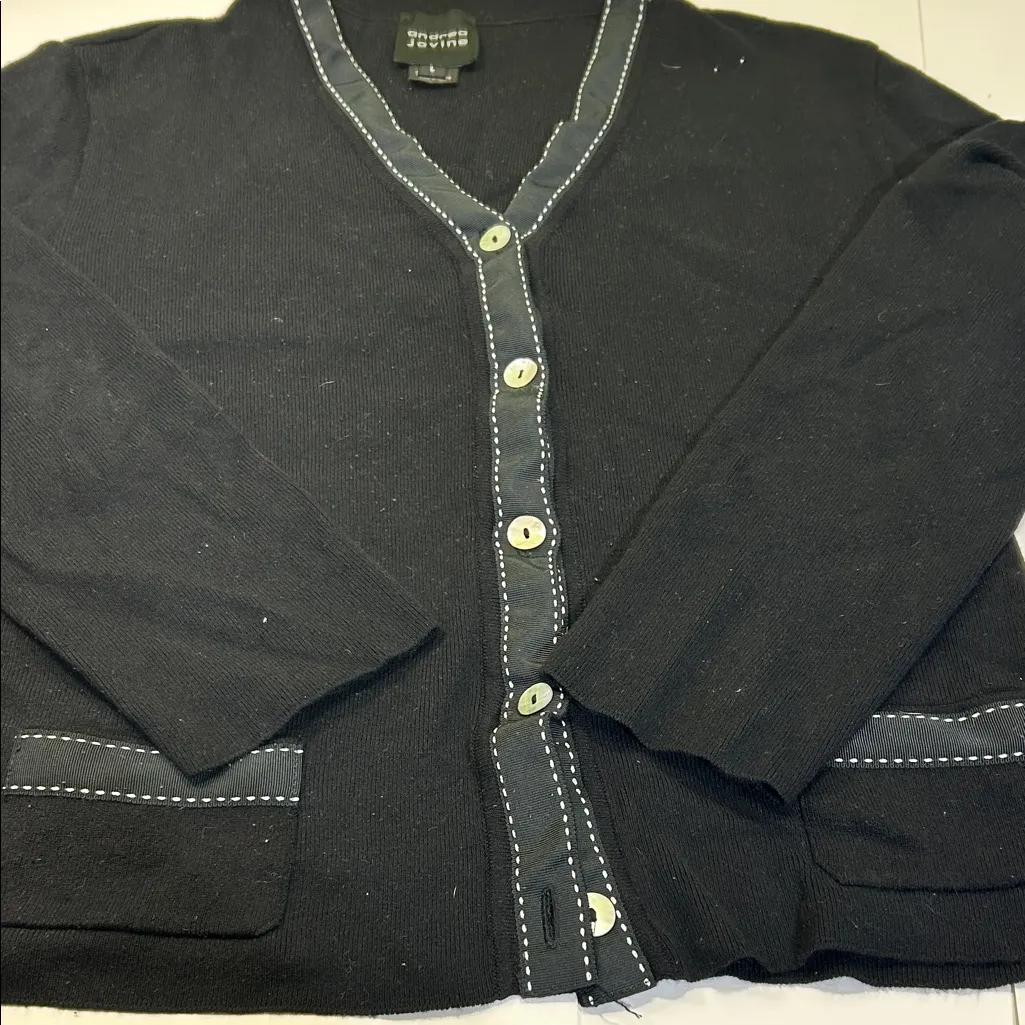 Andrea Jovine Black  Cardigan with Button Details made in Italy - Image 7