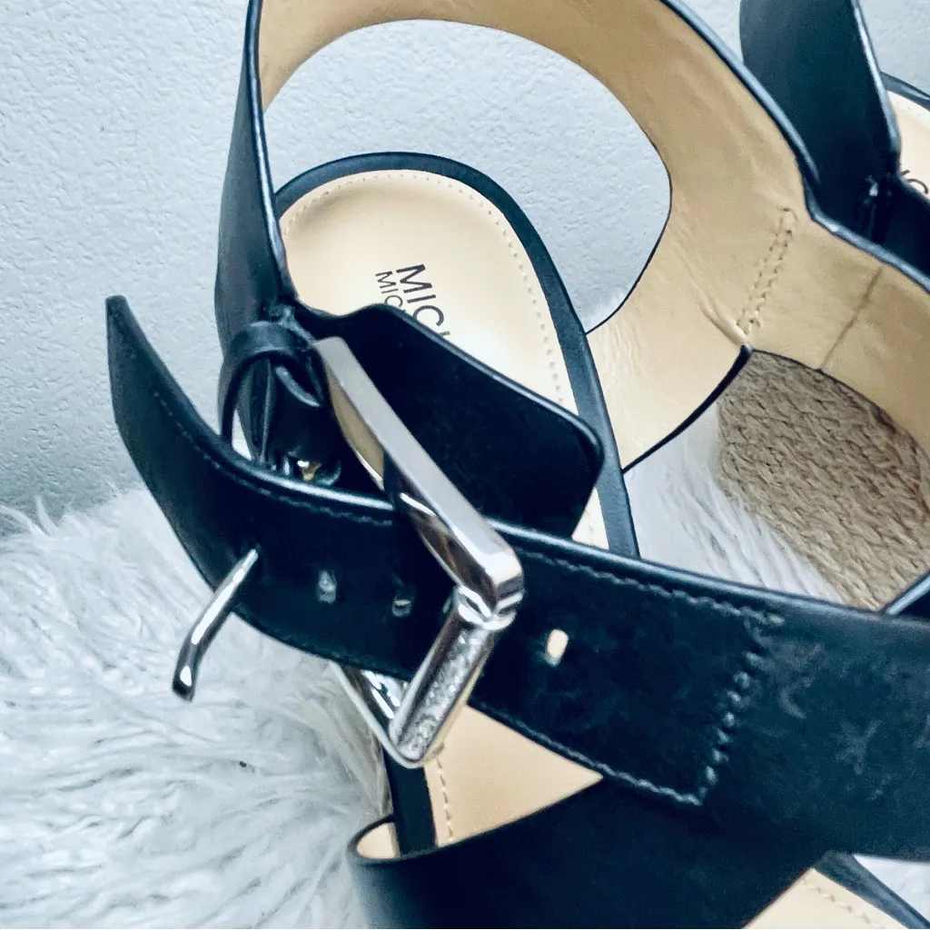 MICHAEL KORS Black Strappy Heels Wedges GIOVANNA - Image 5