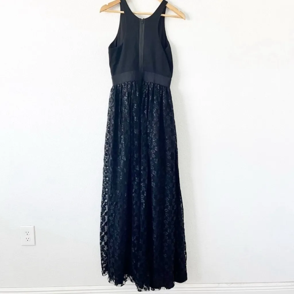 Milly  Metallic Lace Jersey Combo Gown in Black - Image 9