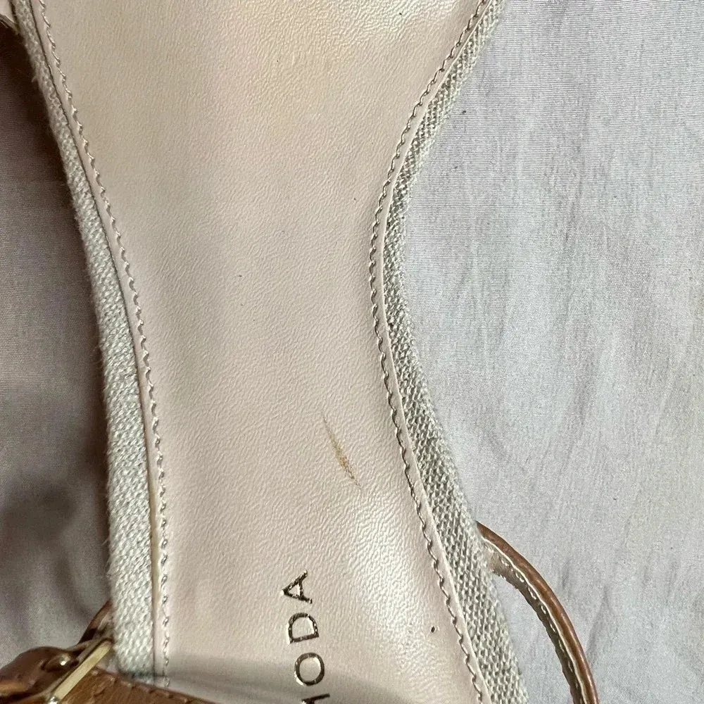 Pelle Moda Zina Beige Leather Ankle Strap Sandals Size 9 Block Heel Jute Wrapped Tan - Image 8