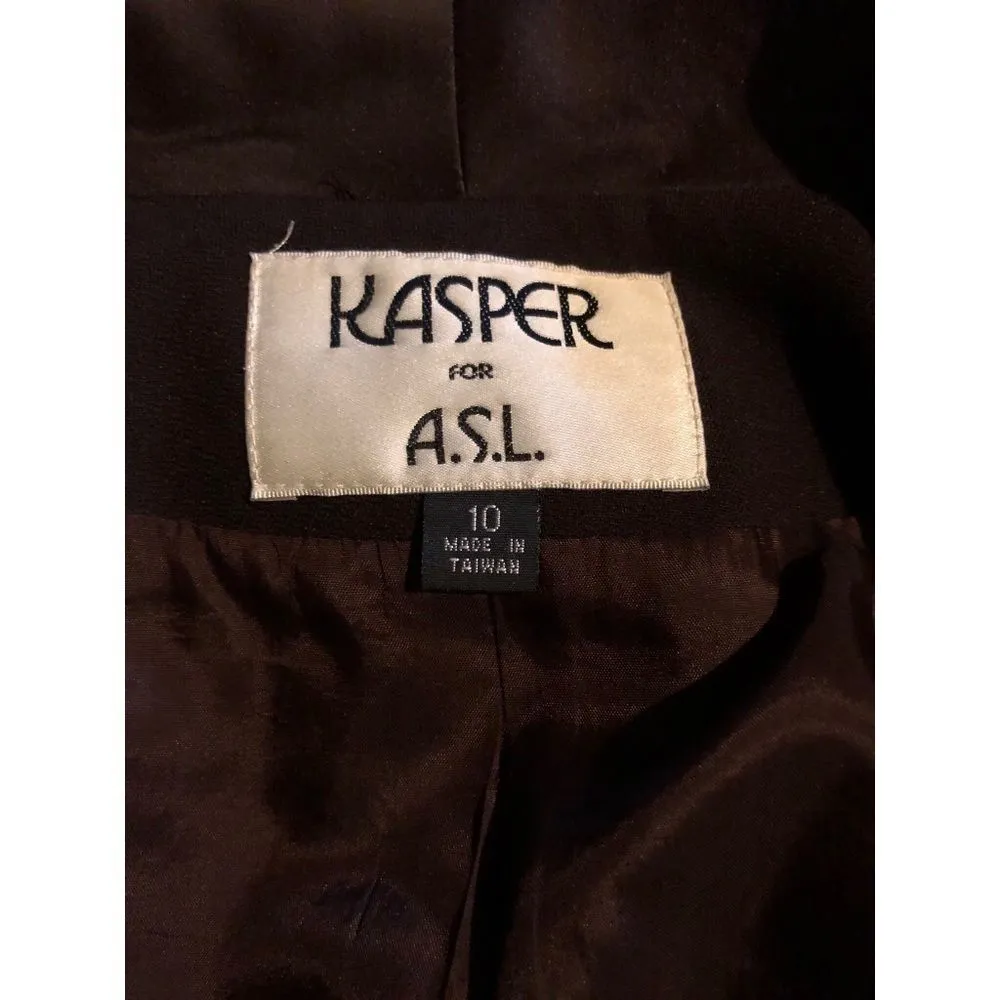 Kasper 2 Piece Pant Suit Careerwear Dark Brown 1990s Y2K Size 10 - Image 8
