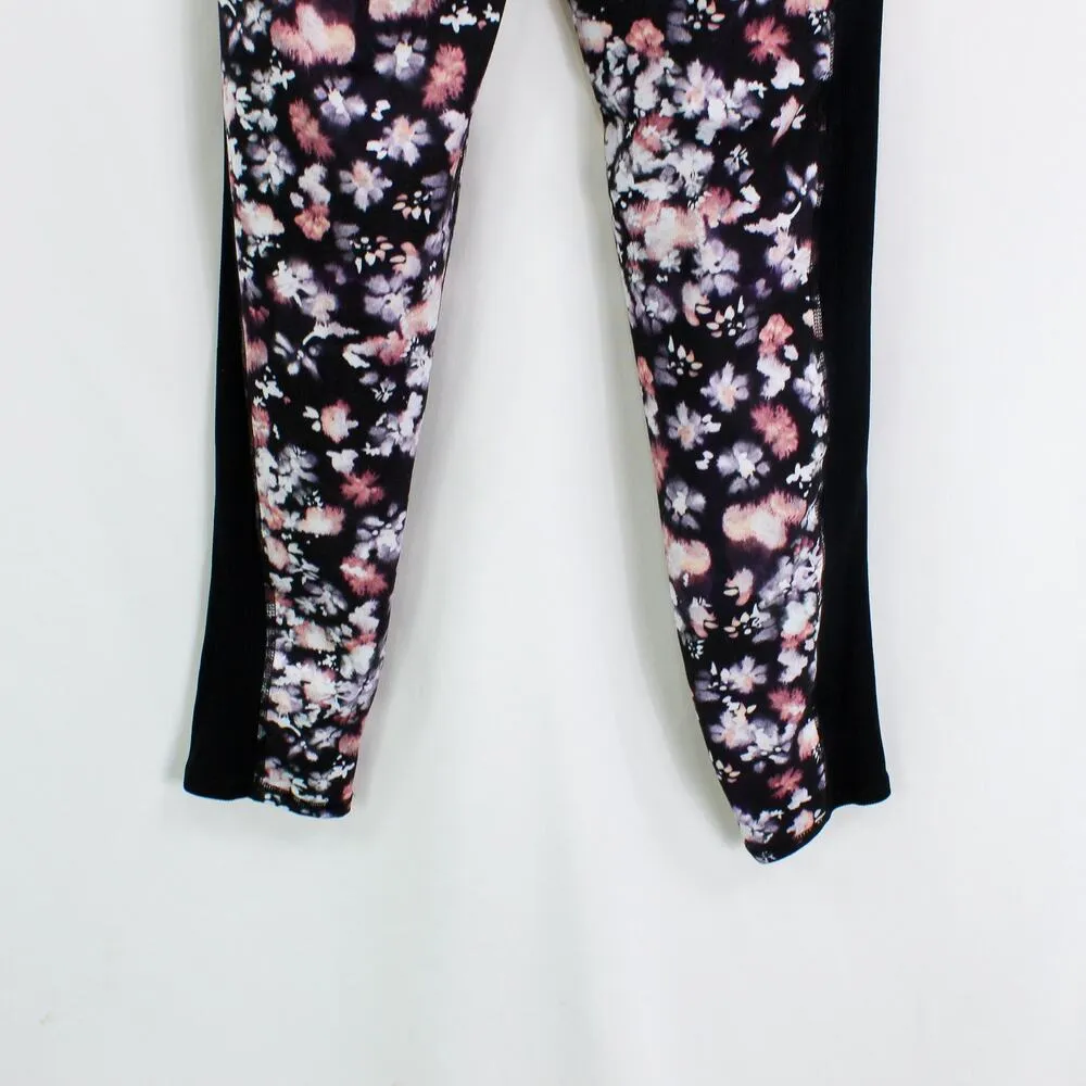 SPLENDID Black Pink Watercolor Floral High Waist Active Leggings - Image 7