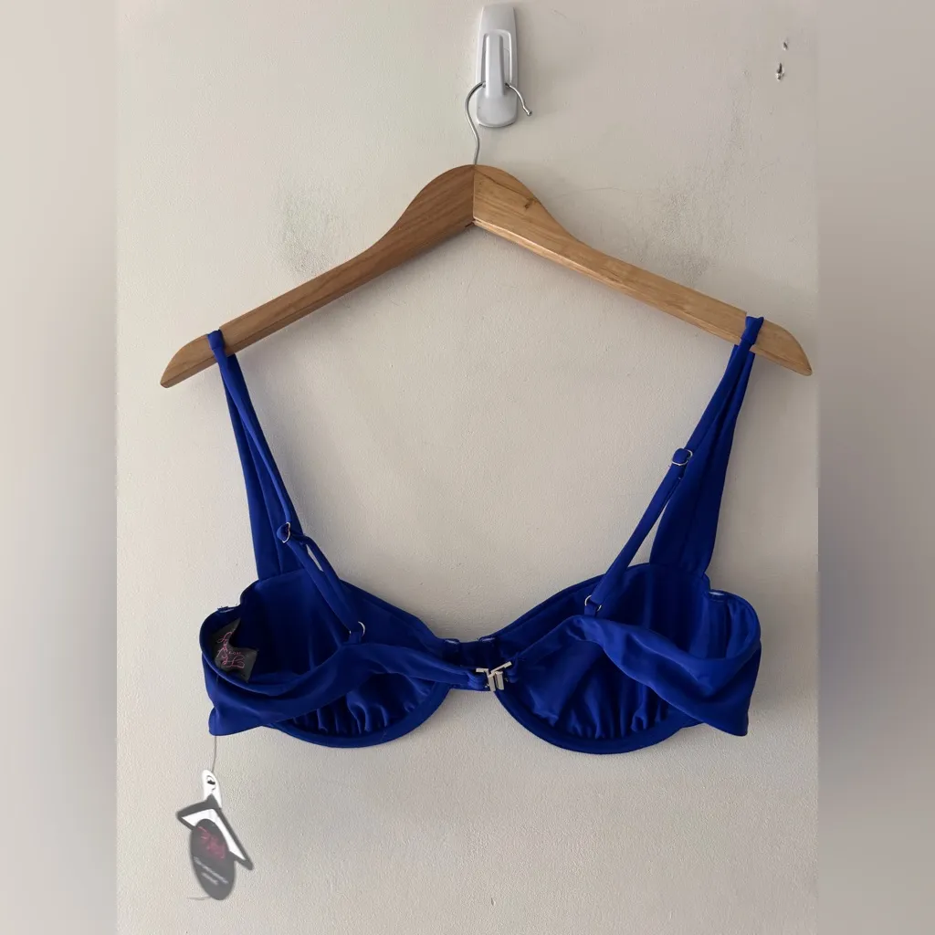 NEW!! Hot Miami Styles Royal Blue Underwire Ruched Bikini Top - Image 5