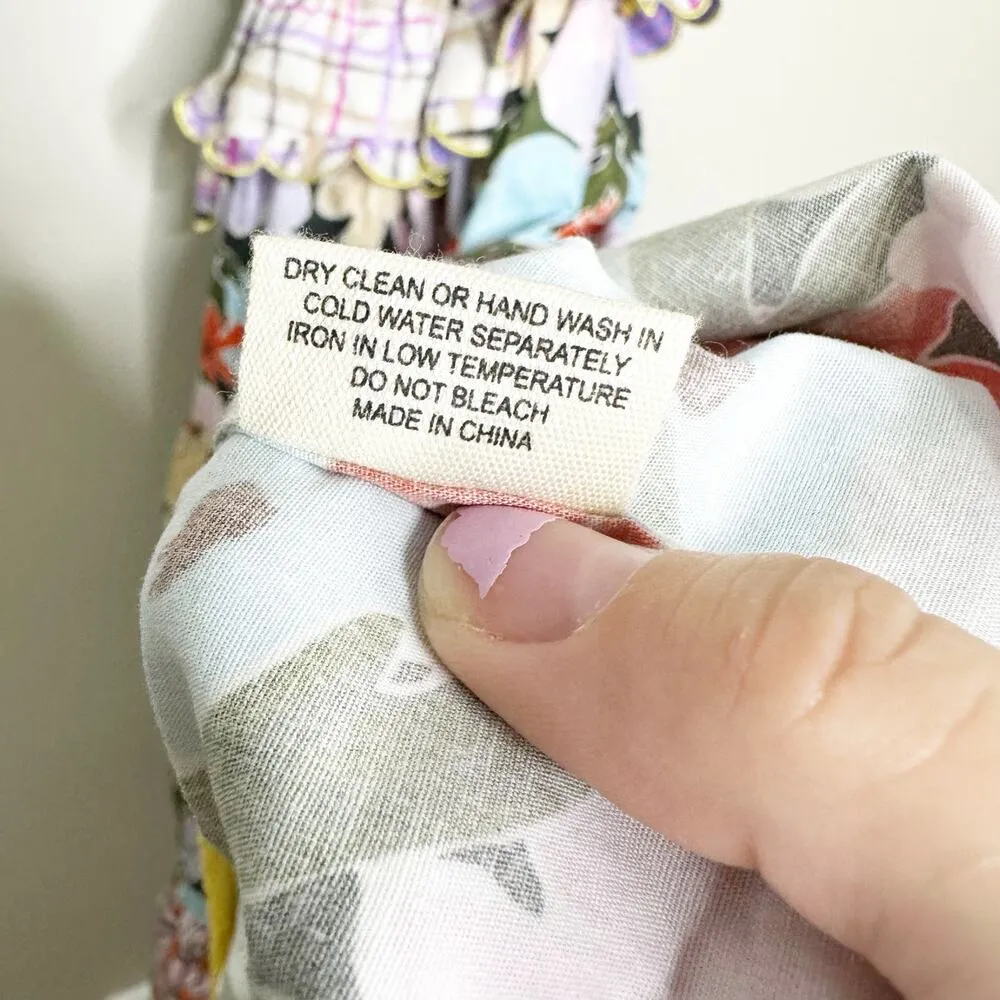 CELIAB Kaira Floral Plaid Ruffle Lace Up Back Midi Dress Small NEW $538 Green - Image 11