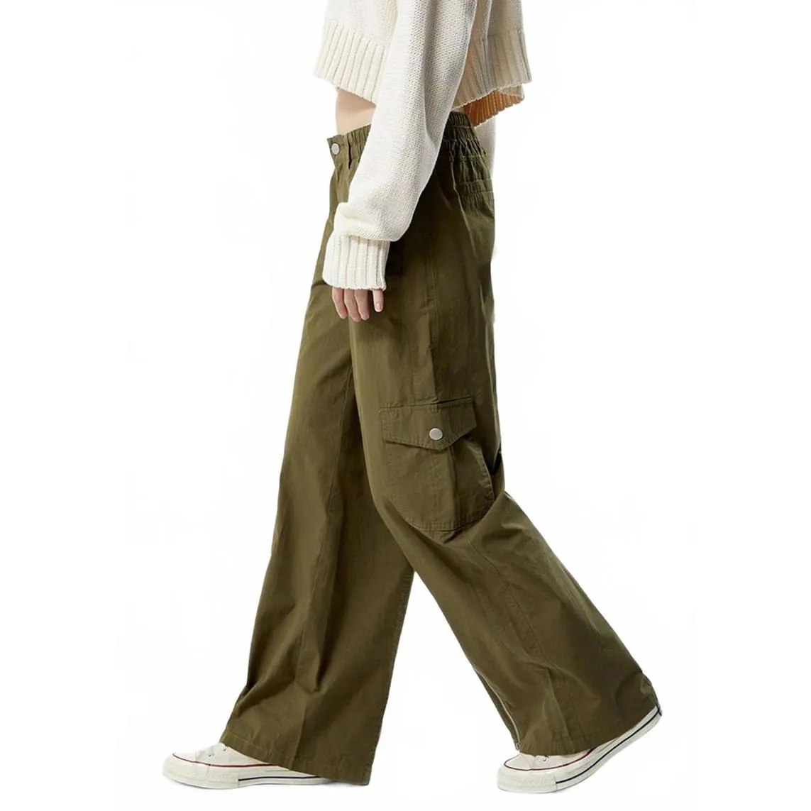 Pacsun Olive Zip Low Rise Cargo Puddle Pants NWT Green Size Small - Image 2