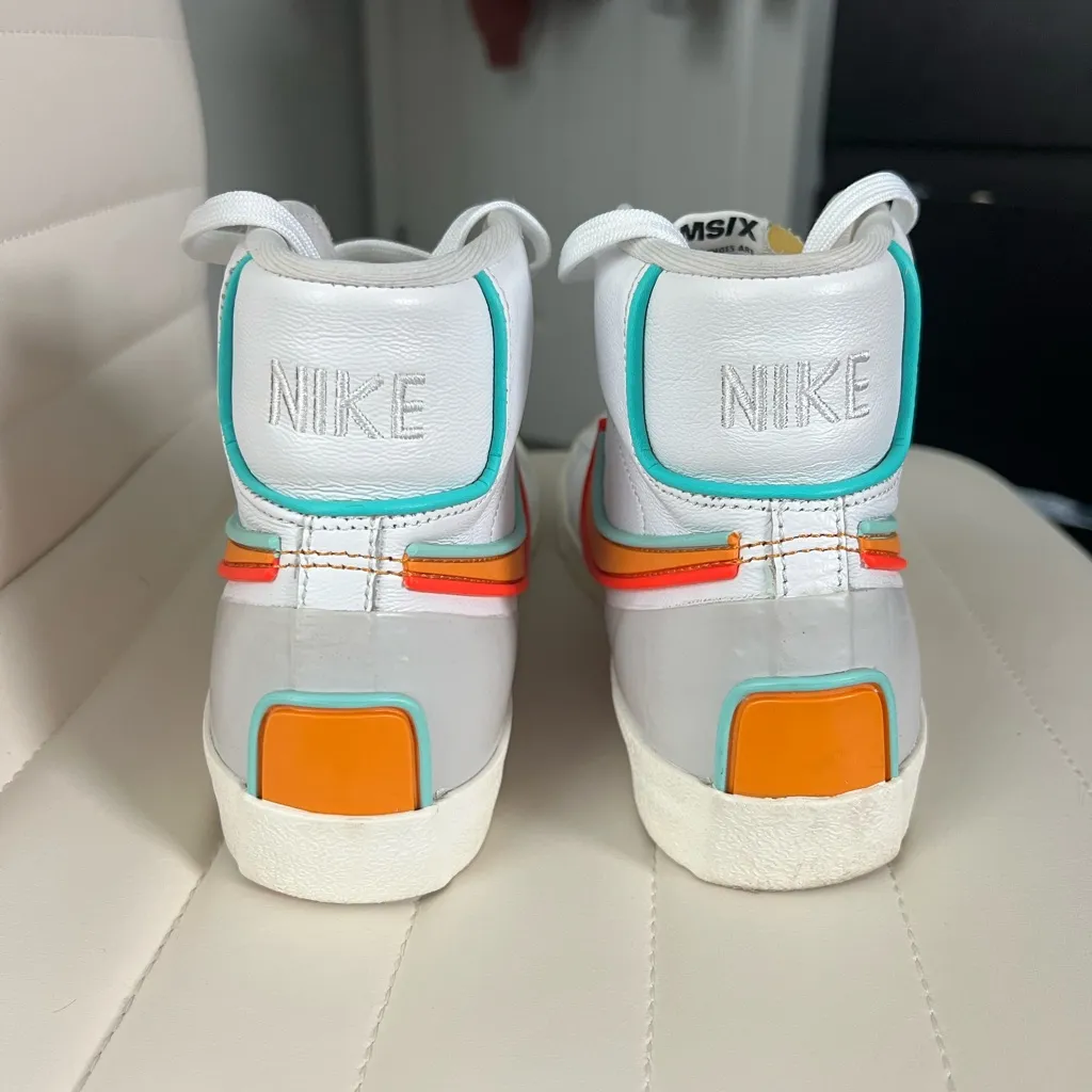 Nike White High-Top Blazers with Orange and Blue Accents - Image 4