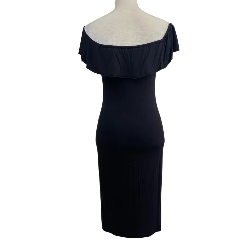 Velvet Torch Off The Shoulders Ruffle Sheath Bodycon Stretchy Dress - Image 5