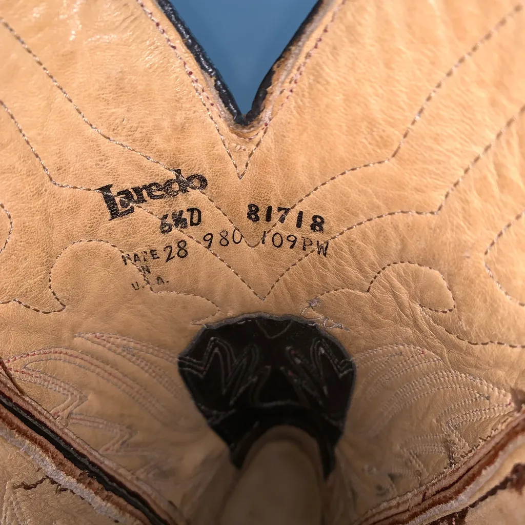 Laredo Burgundy Red Gray  Embroidered Leather Cowgirl Western Boots 6.5 - Image 14