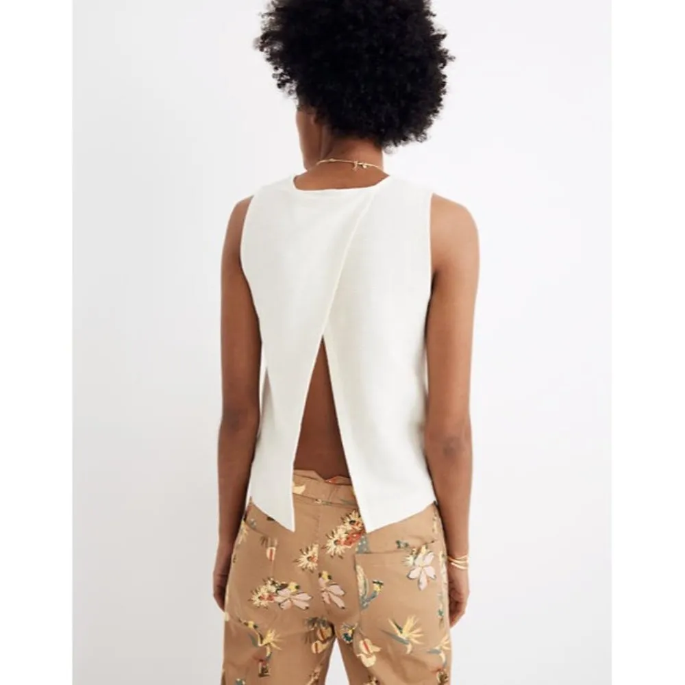 Madewell Texture & Thread Split-Back Shell Top Sleeveless Cream Shirt Women's S - Image 9