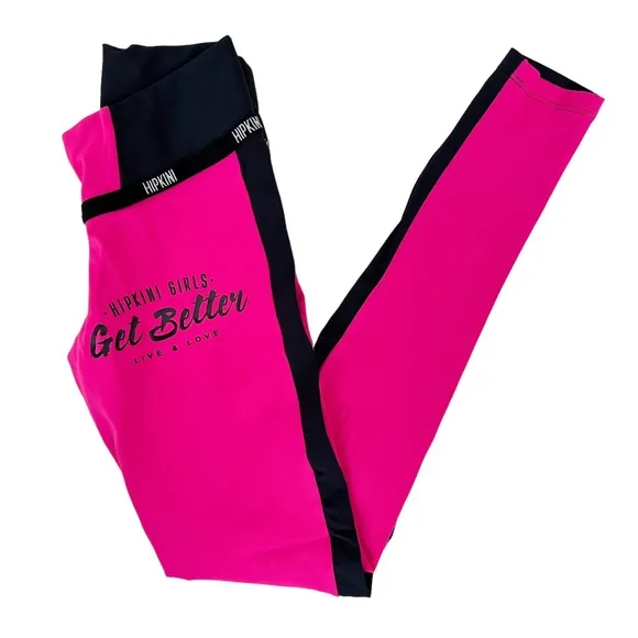Hipkini Girls Get Better Live & Love Pink Black Leggings Sz S - Image 2
