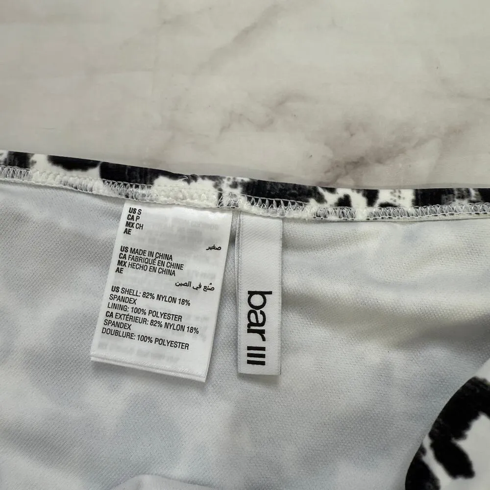Bar III  Side Tab Hipster Bikini Bottom Size S White Black Spot Leopard New - Image 3