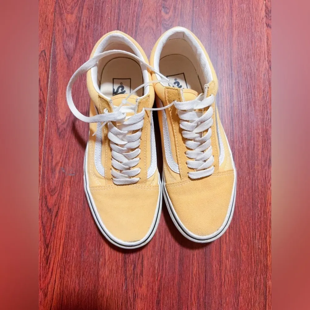 VANS OLD SKOOL Yellow Suede & Canvas SNEAKERS UNISEX MEN 6.5 WOMEN 8 - Image 3