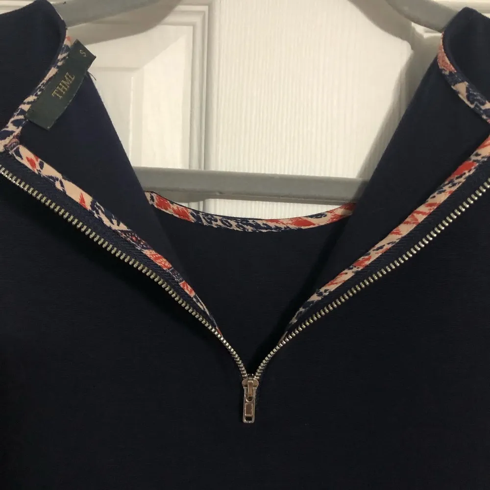 THML Anthropologie blue red paisley shirt dress womens size small boho oversized - Image 10