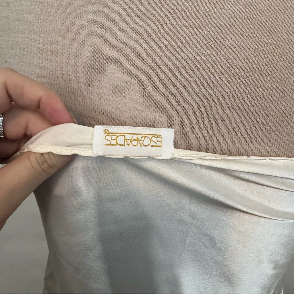 Escapades Vintage Ivory Silky Satin Foldover Cami Tank Top Lace Small 90’s style - Image 4