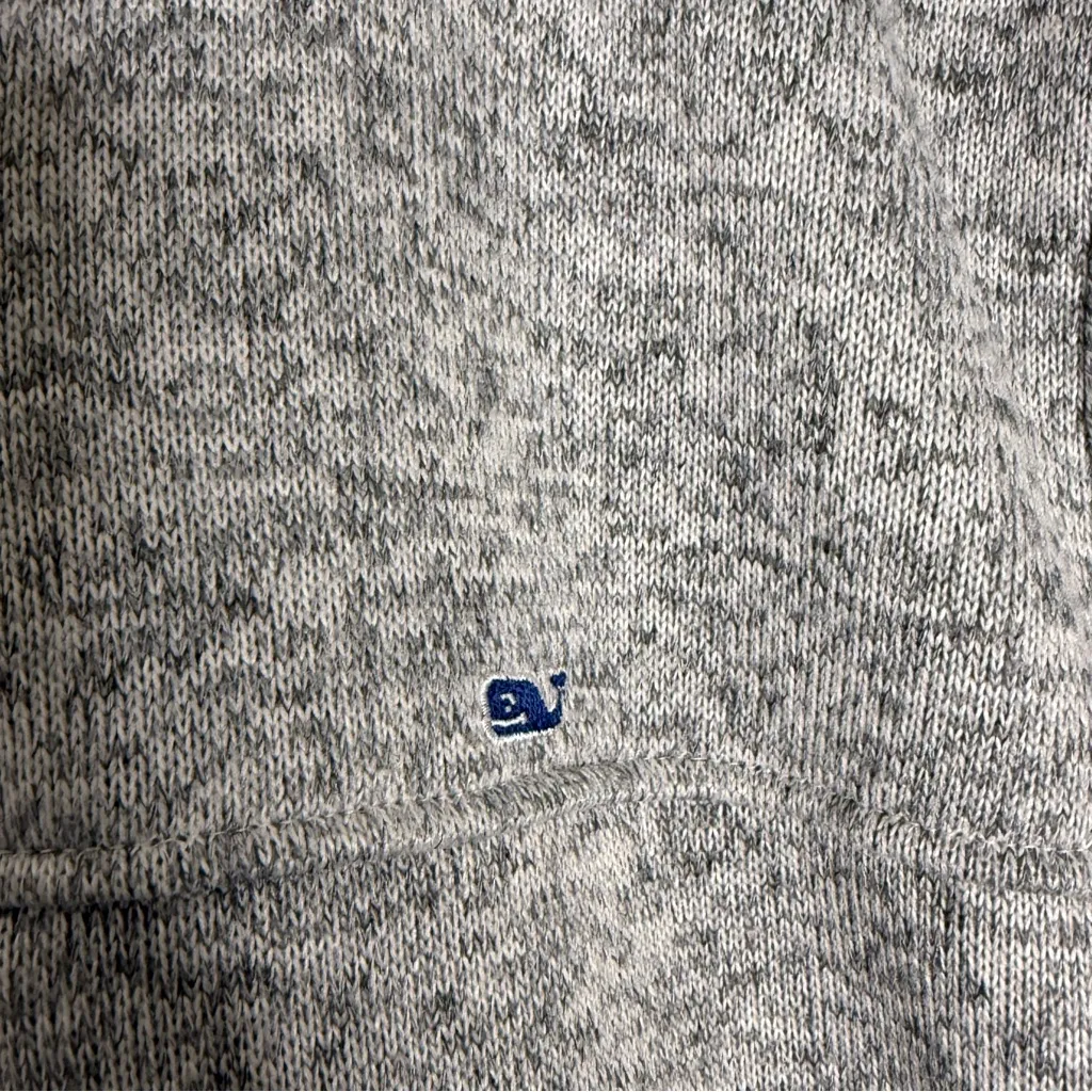 Vineyard Vines Gray Quarter Zip Pullover Sweater Large Whale Logo - Image 2