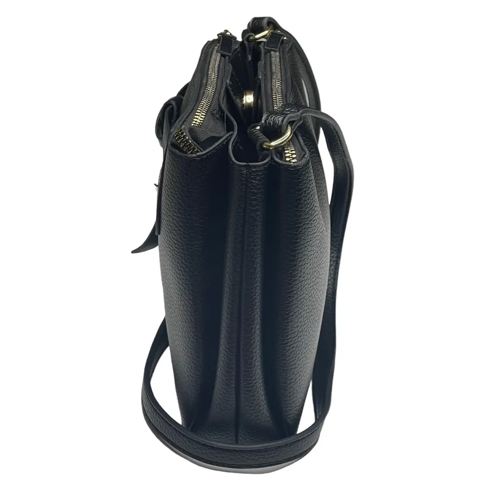 Nanette Lepore ❤︎︎ Faux Leather Logo Crossbody Bag Sectional Handbag ❤︎︎ Black - Image 4