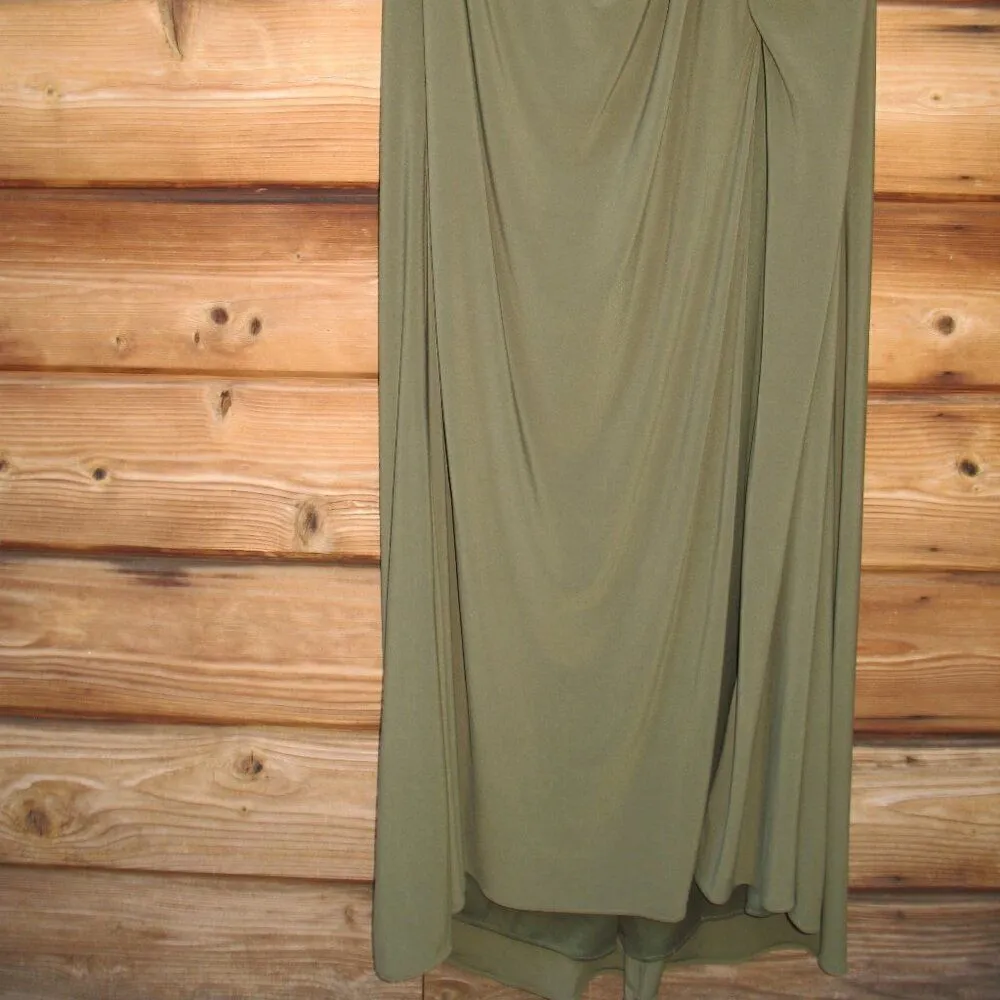 Mac Duggal 55696 Womens Olive ONE SLEEVE BEADED CUFF SIDE TWIST GOWN - Image 12