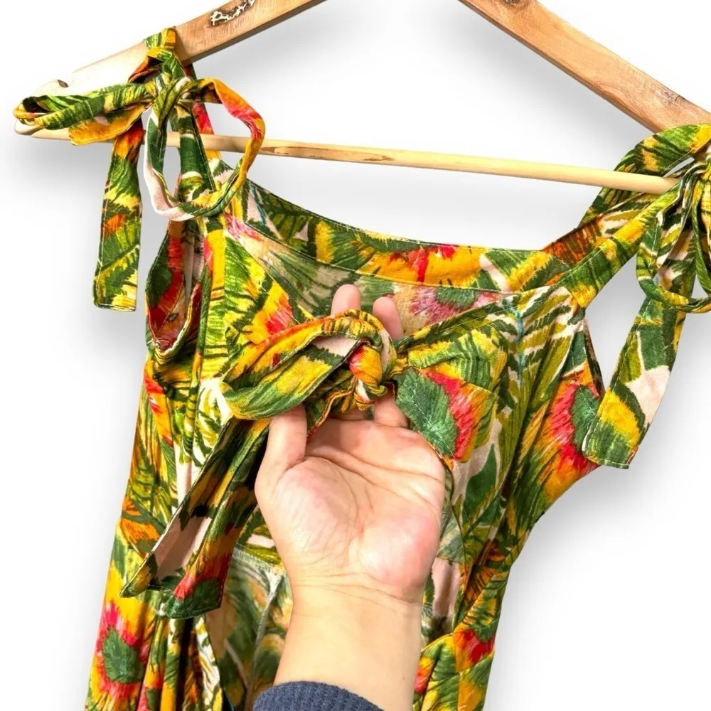 NWT Cynthia Rowley Linen Blend Tropical Artsy Summer Backless Jumpsuit - Small - Image 5