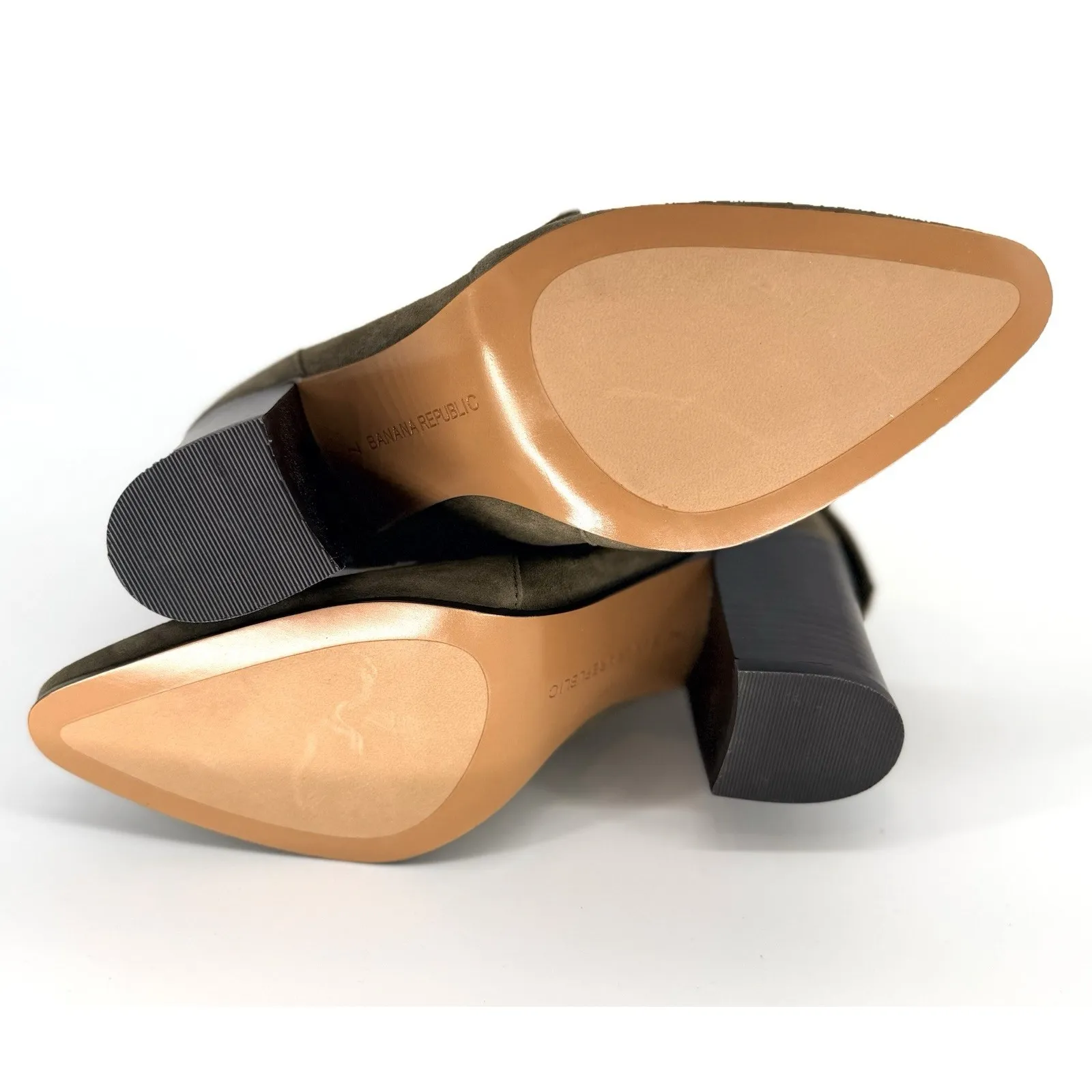 Banana Republic Womens Sz 7 Canton Olive Green Suede Tie Ankle Boots Block Heel - Image 6