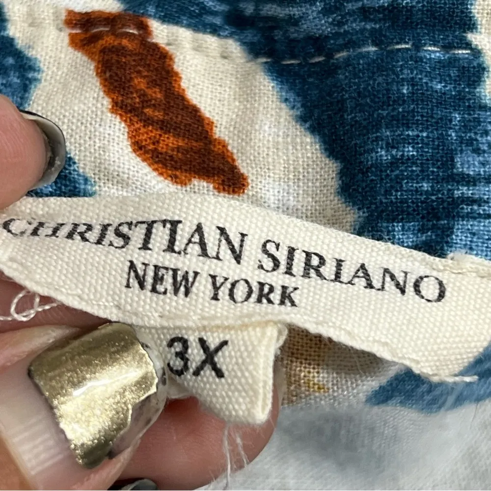 Christian Siriano 3x Shirt Womens Linen blend artsy Button down short Sleeve - Image 8