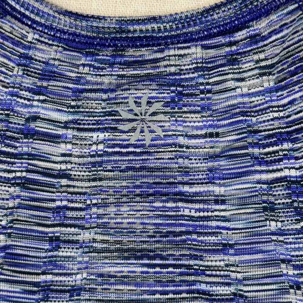 Athleta Medium Space Block Fastest Track Tee Top Ruched Space-Dye Short Sleeves - Image 7