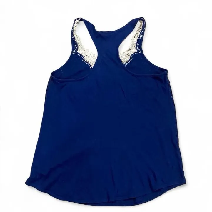 2011 Express navy blue sequin top with cream lace detailing - Image 5