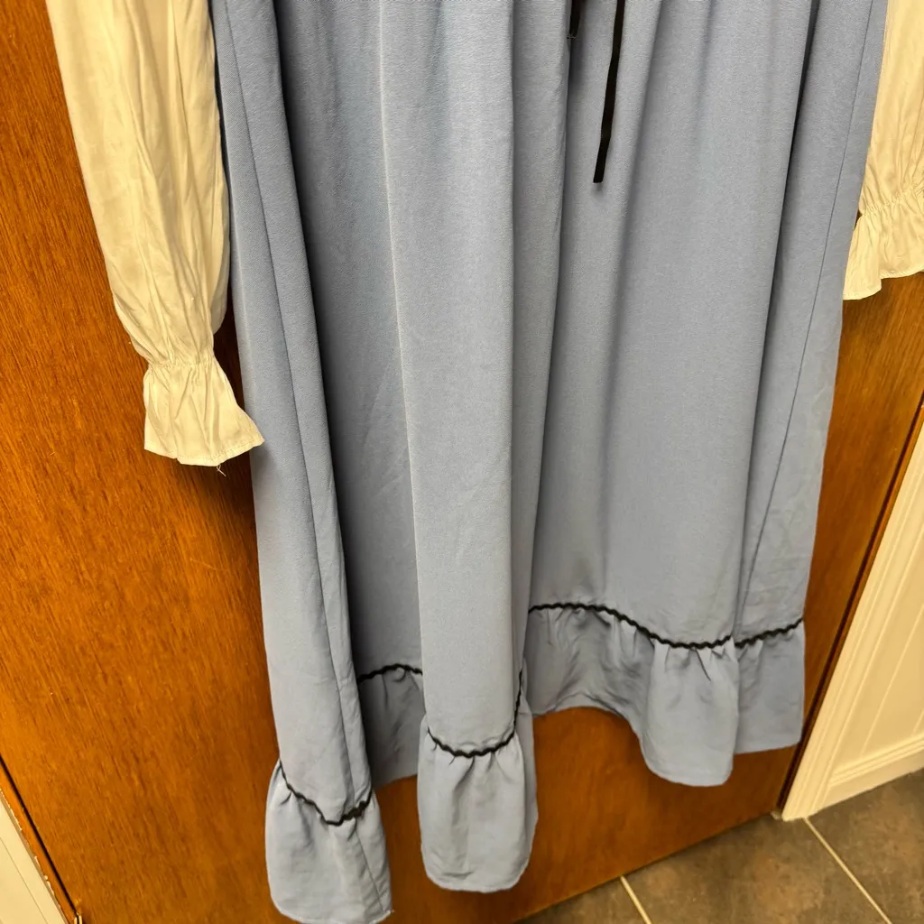 NEW Scarlet Darkness Long Sleeve Renaissance Lace Up Ric Rac Midi Dress Blue XL - Image 5