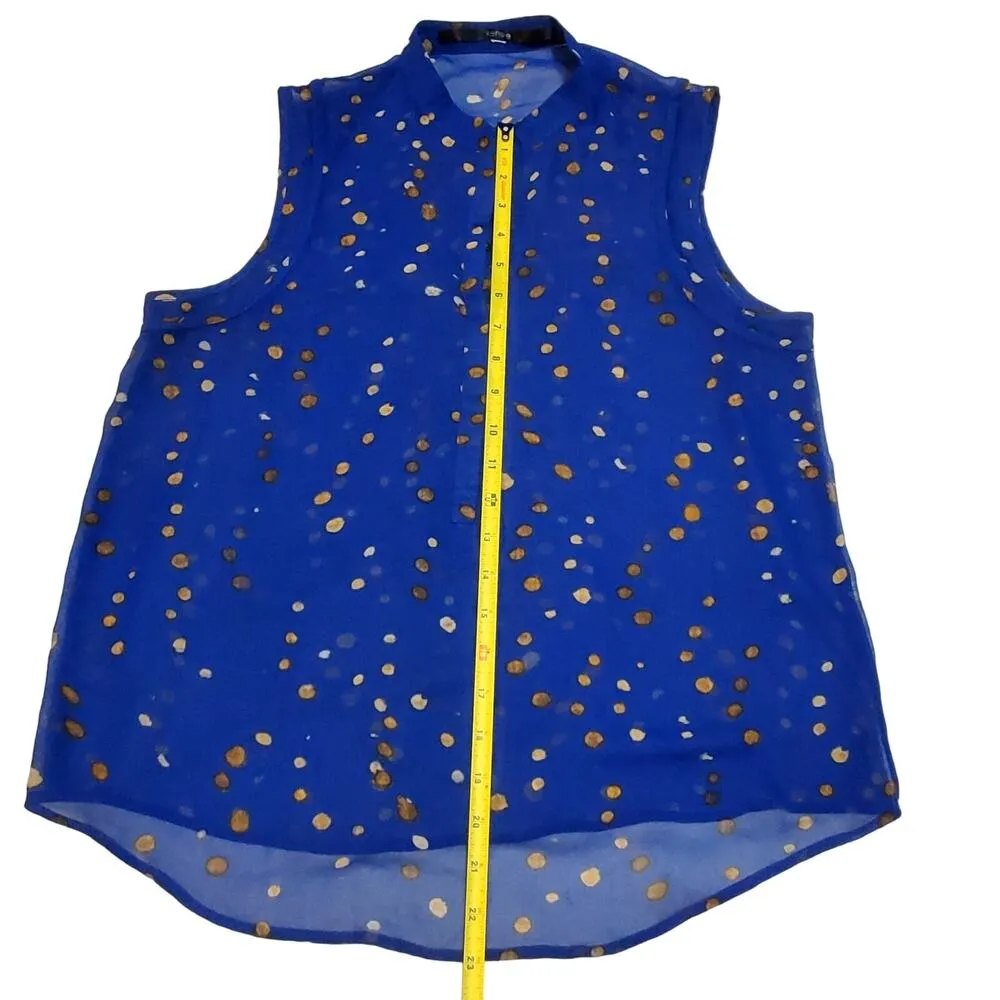 Womens M Cobalt Sleeveless Sheer Blouse Shirt Top Classiccore Casual - Image 2