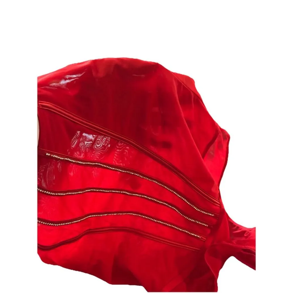 Women's Rhinestone Sheer Lingerie Bodysuit By Auden Red Size M Romantic NWT Size M - Image 11