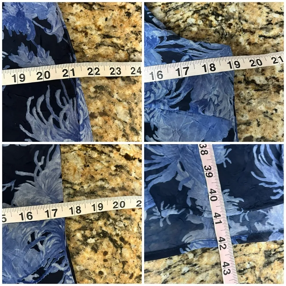 K Petite Blue Floral 90 Vintage Y2k Retro Maxi Crinkle Dress Fairy Cottegecore Size 12P - Image 5