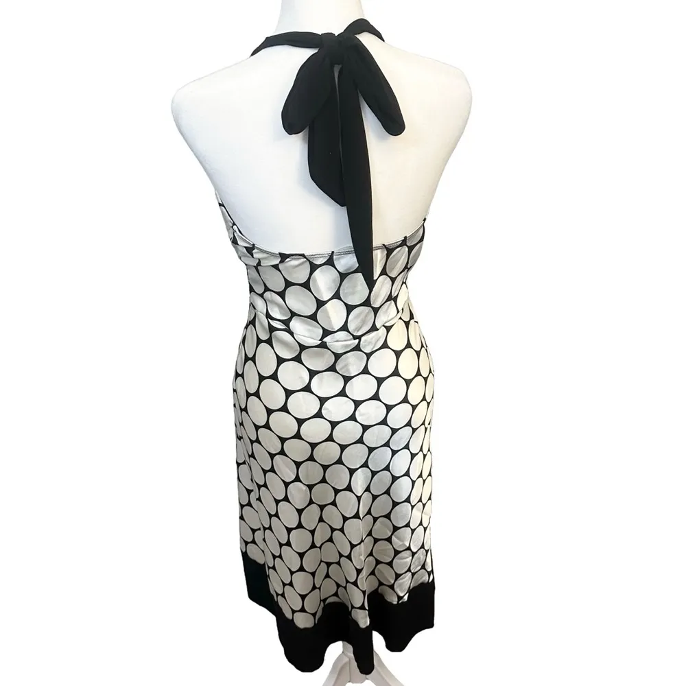 VTG Y2K 90s Black/White Babydoll Halter Dress Small Silky Flowy Rockabilly USA Black - Image 3