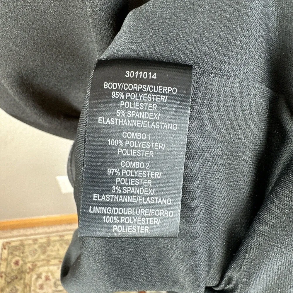 Halston Heritage Women Sheath Cocktail Dress Size 14 Black Shimmer Ruched Bodice - Image 9