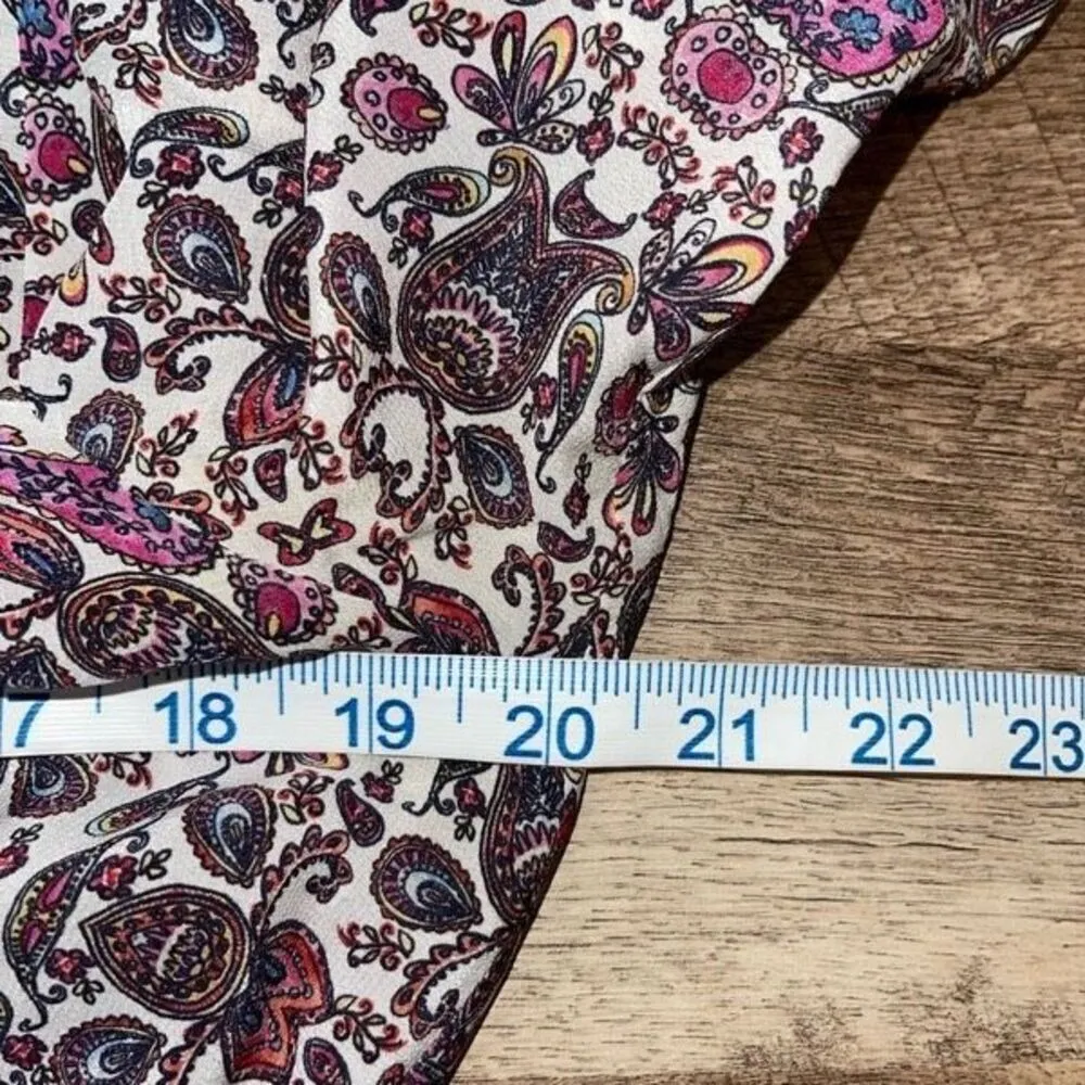 Shoshanna "Alina" Women’s 100% Silk White/Multi Paisley Blouson Dress Sz‎ 8 - Image 9