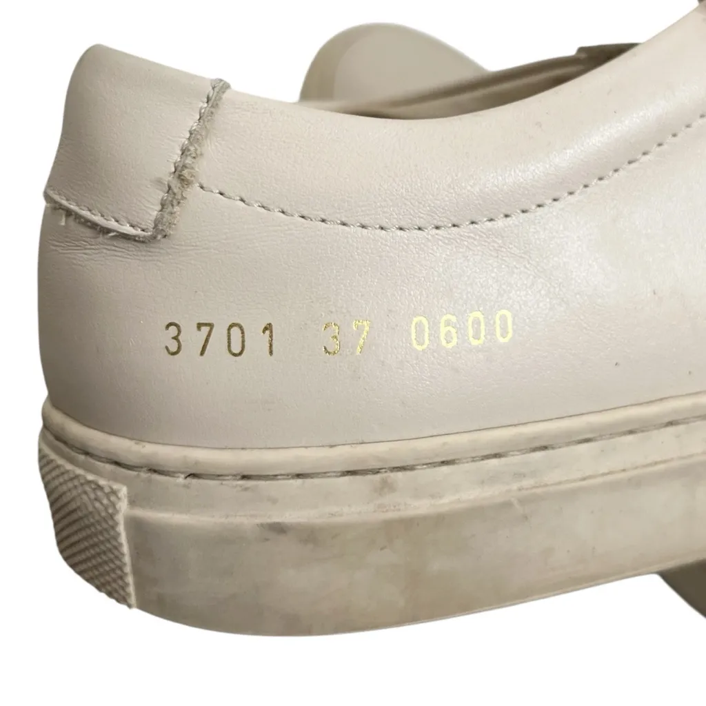 Common Projects Achilles Low Sneakers Beige Leather Lace Up Women’s Size 7 Tan - Image 12