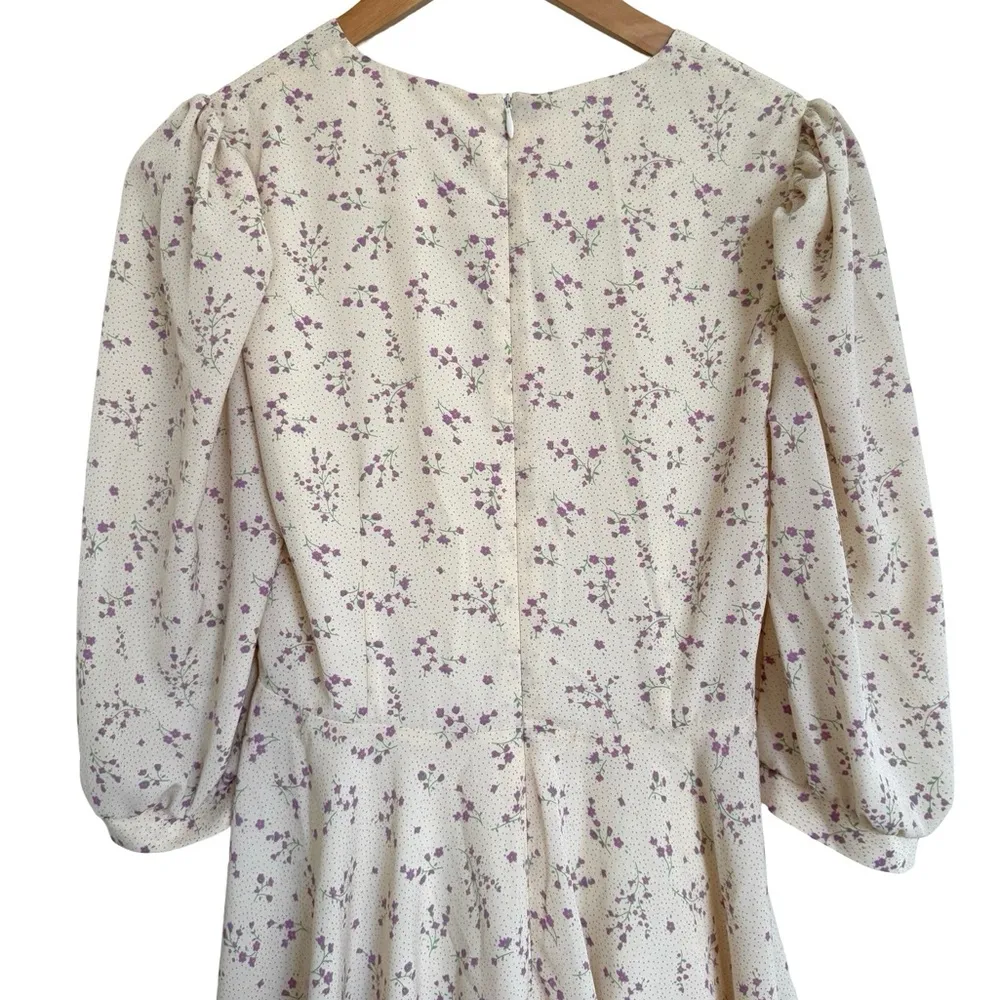 Quanta du Soleil De Paris Floral Dress Lavender Purple Ivory White Small S - Image 8
