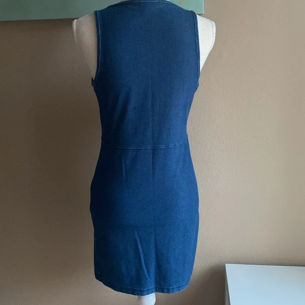Dark blue denim stretchy dress medium - Image 7