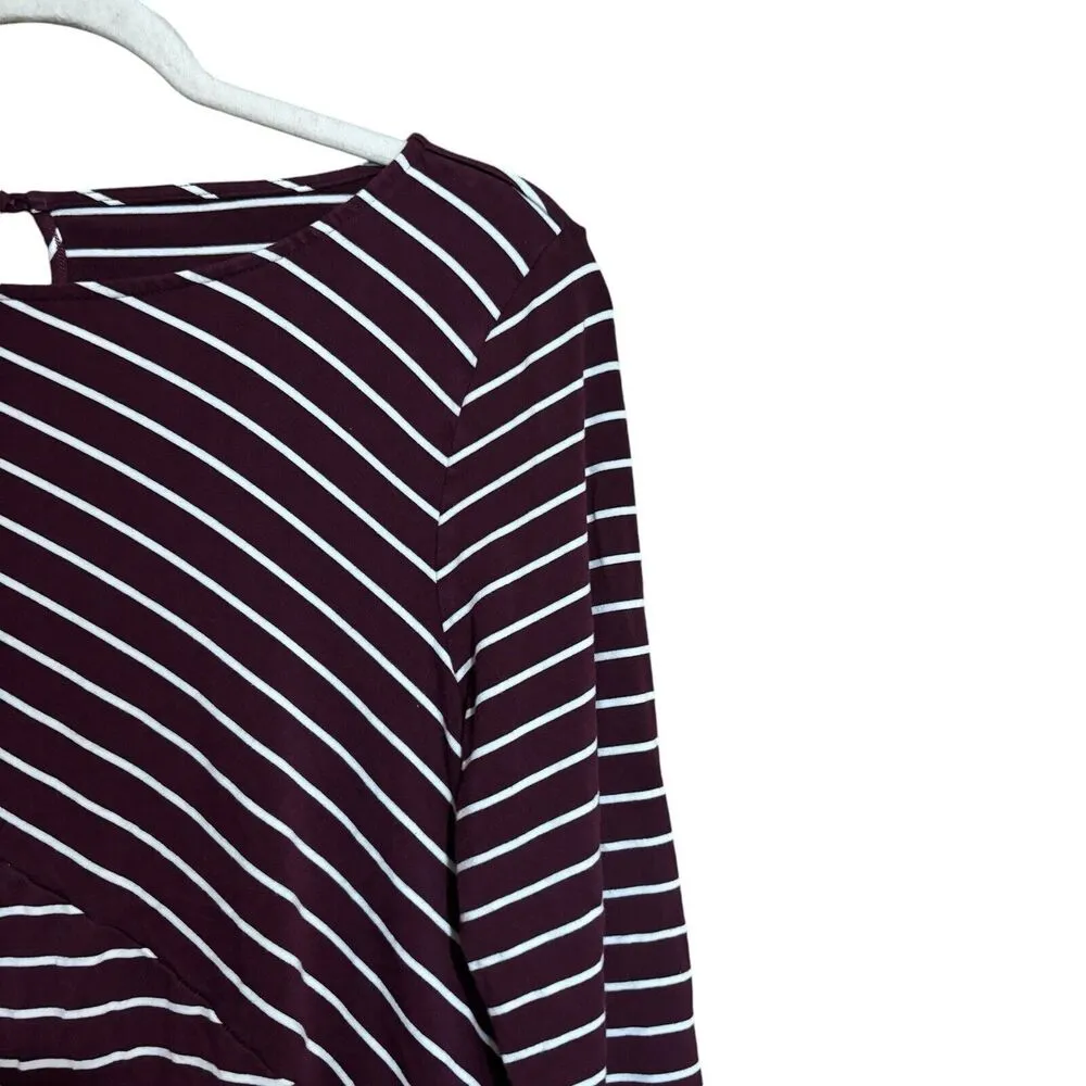 Talbots Top Womens Large Multicolor Stripe Stretch Boat Neck Blouse - Image 3