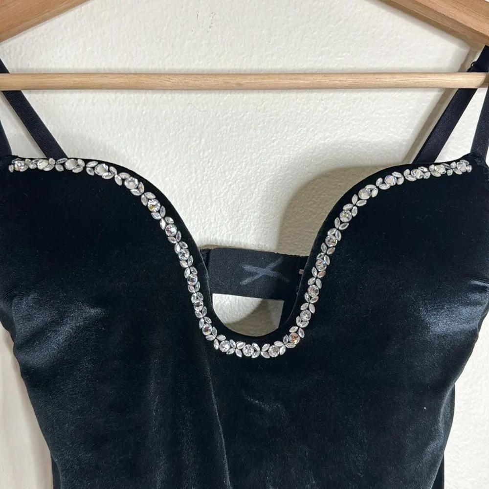 Victoria's Secret Velvet Rhinestone Studded Push-Up Teddy Bodysuit Top size XS - Image 4