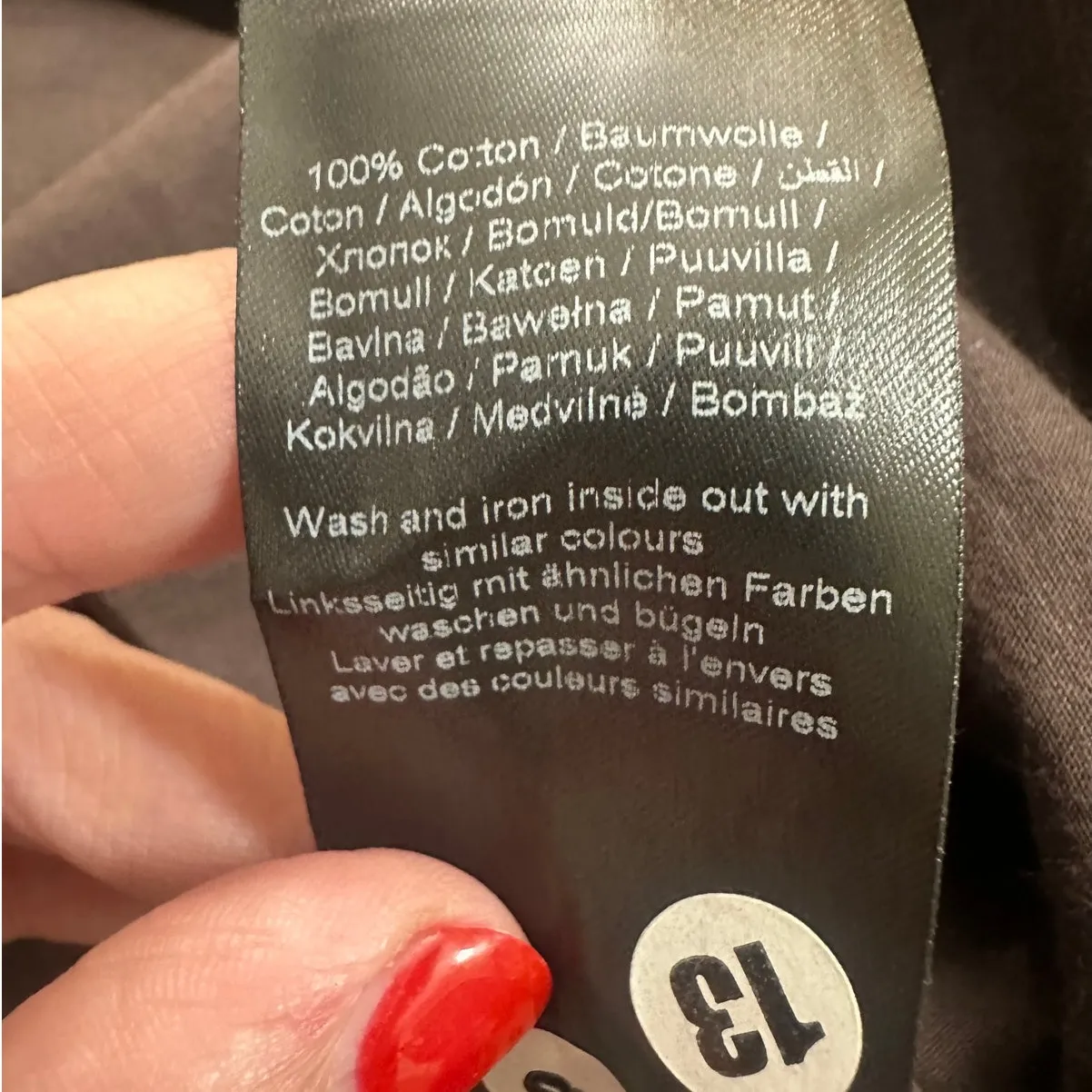 ICHI Mini Dress Brown Cotton Pink Rose Embroidered Button Long Sleeve Size L - Image 7