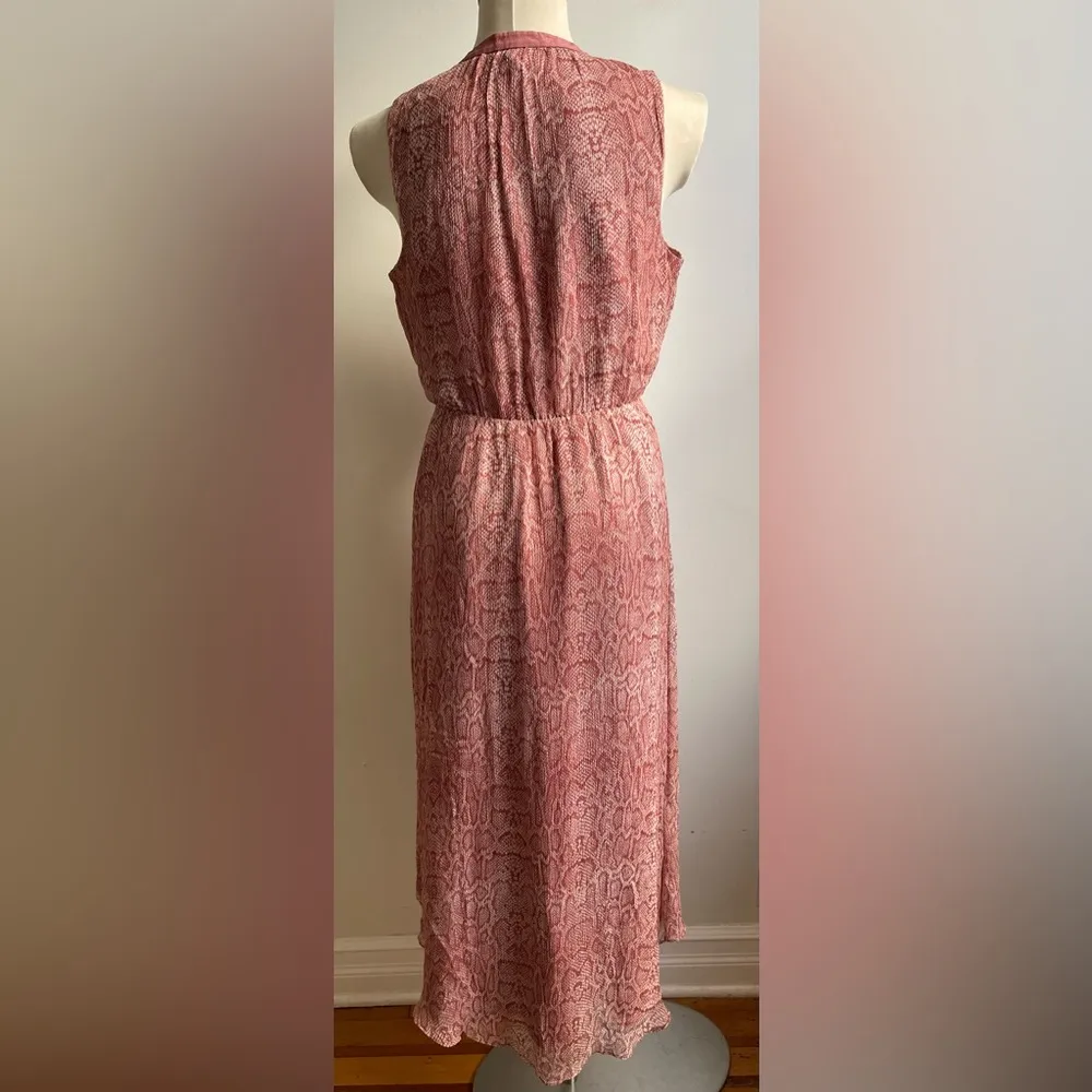 Joie "Hilarie" Silk Dress Size Small Snake Print Dusty Pink Sleeveless Midi - Image 5