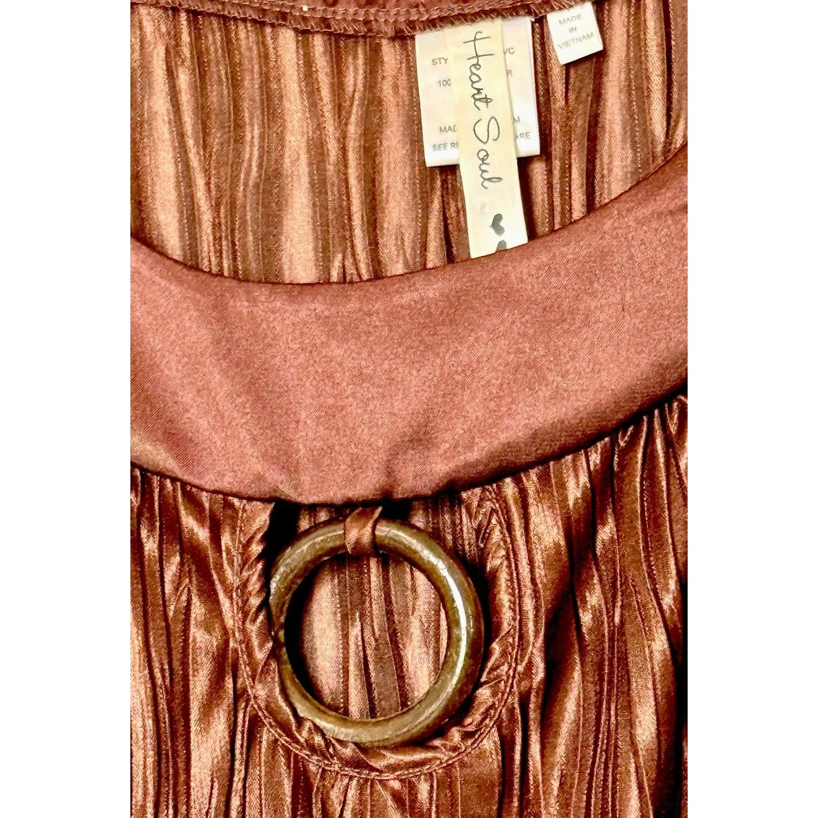 Y2K Vintage Heart Soul Brown Sleeveless Top  Woden Accent Neckline Sz 1X - Image 2