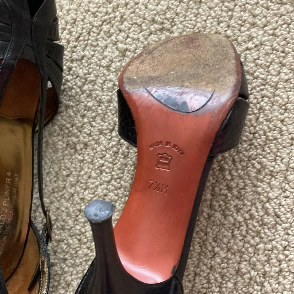 Donald J Pliner Black Croc Patterned Leather High Heel Shoes Pumps Size 7.5 - Image 8